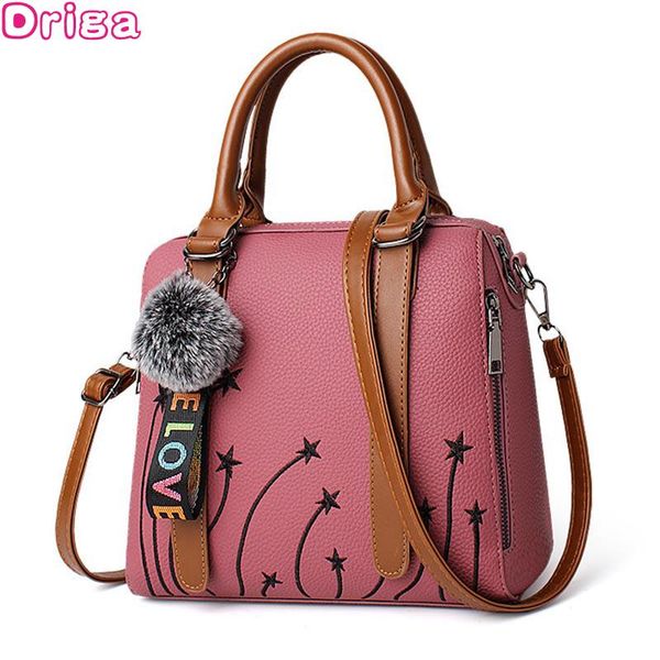 

driga fashion women's bag elegant embroidery female shoulder bag classic fur ball designer women crossbody bolso mujer