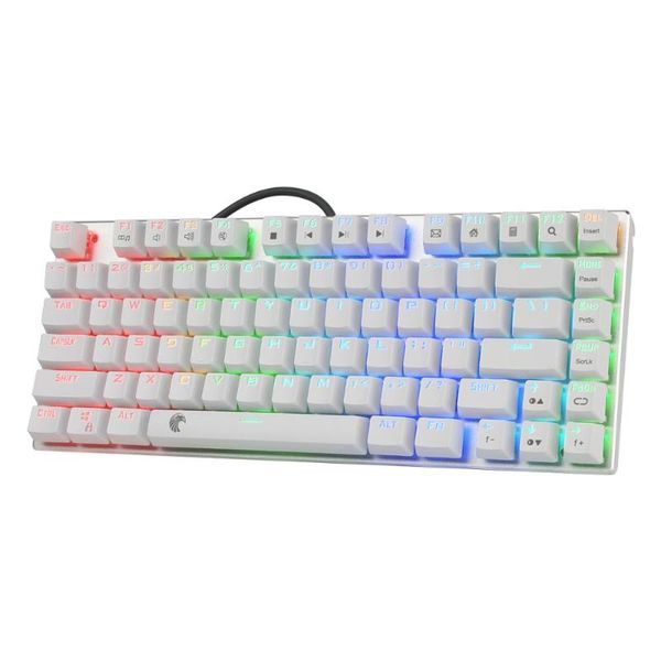 

z-88 tkl mechanical keyboard tactile brown switch rgb backlit compact design us layout white gaming keyboard