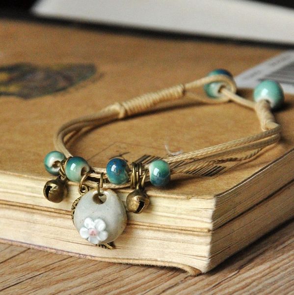 

keke ceramic hand bracelet braceletnational braceletholding small flower braceletwomen's knitting style stall keke ceramic jewelry hand, Golden;silver