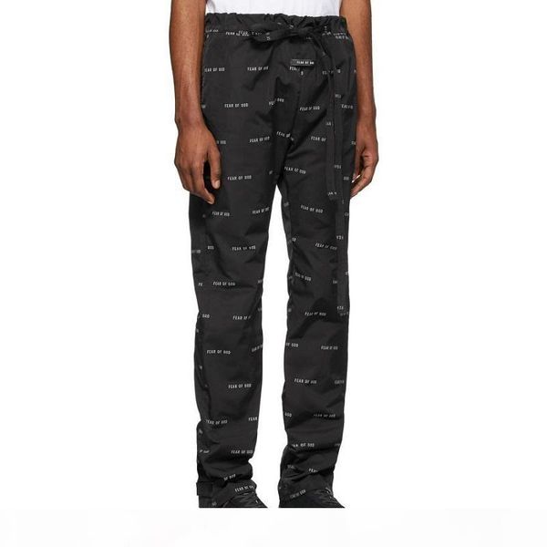 

2020 autumn winter usa fear of god allover print cargo trousers sweat fog drawstring overall casual sweatpants men women jogger pants, Black