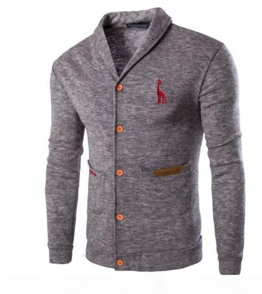 

deer sweater sweatshirt hoodie men cardigan long sleeve single breasted solid color embroidery deer slim fit for man sweater ing, White;black