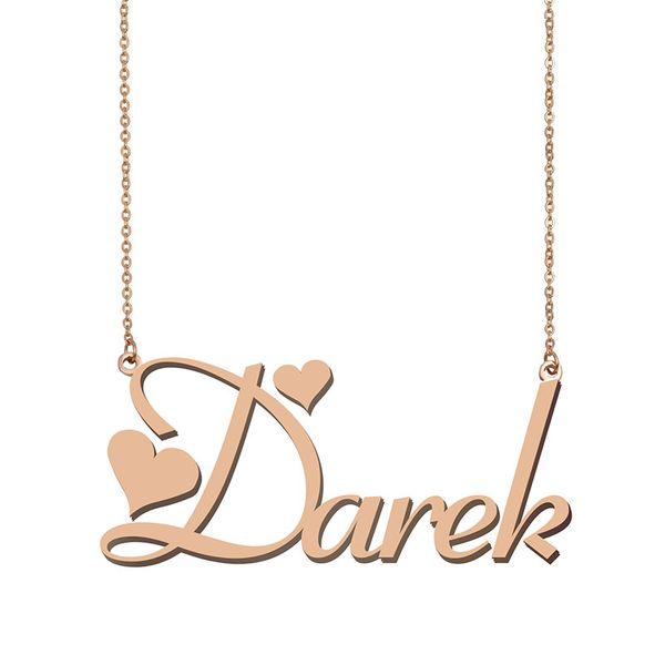 

darek custom name necklace personalized pendant for men boys birthday gift friends jewelry 18k gold plated stainless steel, Silver