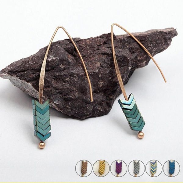 

multi style quartz natural arrow designs jewelry earrings dangle earrings for women, Silver