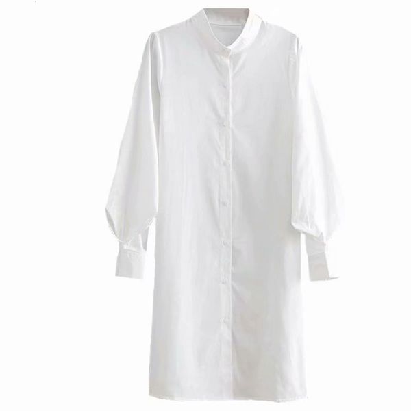 

palace b7362 women's summer fashion new style standing collar lantern sleeve shirt dress, Black;gray