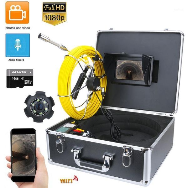 

cameras 7inch dvr 30m drain sewer pipeline industrial endoscope pipe inspection video camera with recording /po editing1