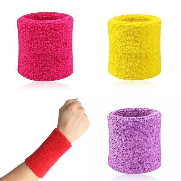 

2pcs colorful cotton sport sweatband wristband wrist protector running badminton basketball brace terry cloth sw qylewf, Black;red