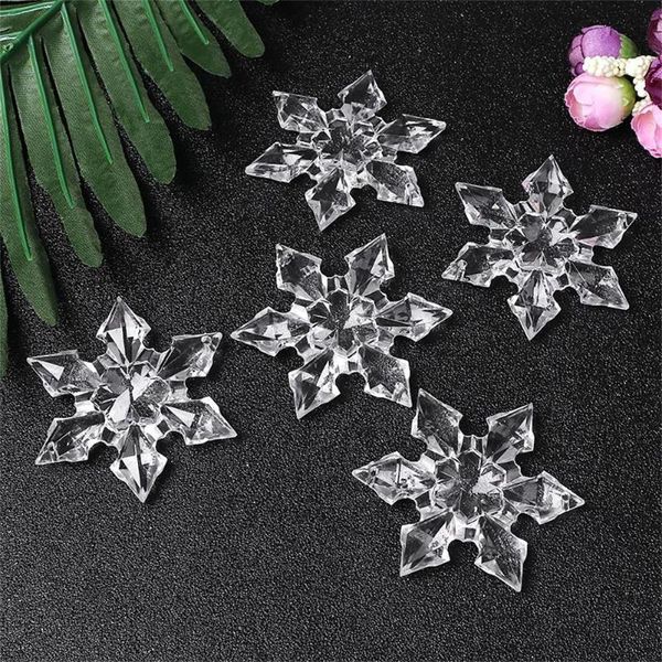 

35# 12pcs christmas snowflake clear crystal acrylic rhinestone for xmas tree pendant diy decorative craft scrapbooking decor