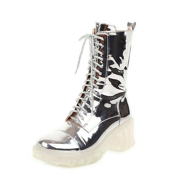 

2020 new arrival fashion ankle boots microfiber leather boots thick high heels round toe autumn winter shoes black silver beige