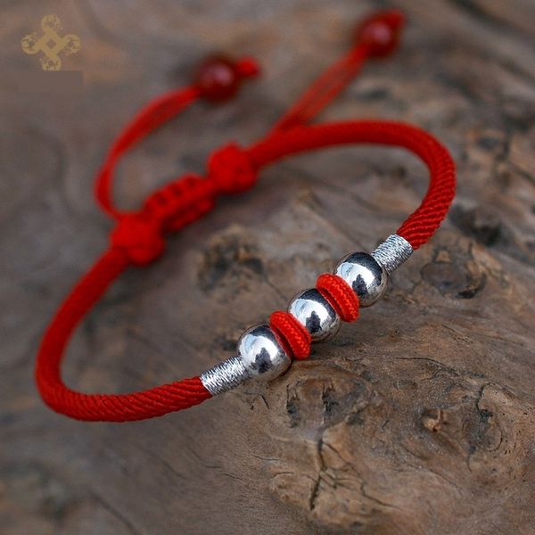 

ini6d dragon bracelet bead knot braceletpearl braceletwoven benmingnian red rope bracelet transfer hand hand full rope silver pearl delivery, Golden;silver