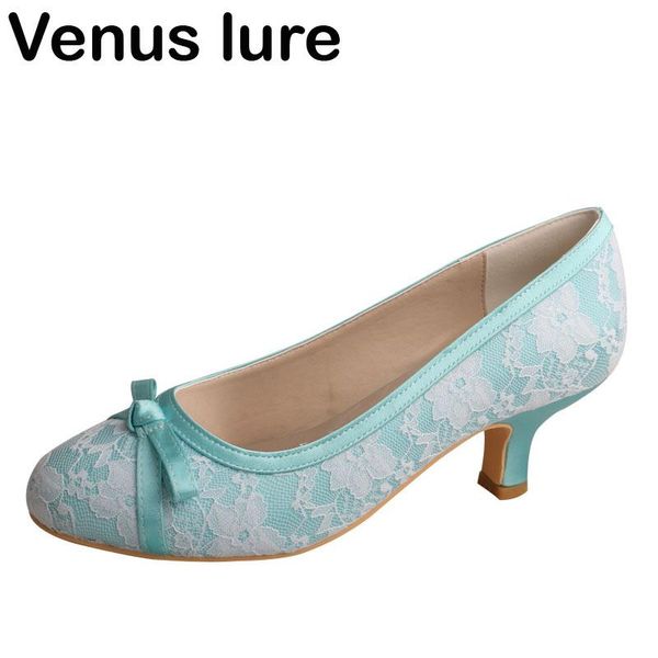 

женская низкий каблук смарт обувь mint green wedding невесты круглый носок, Black
