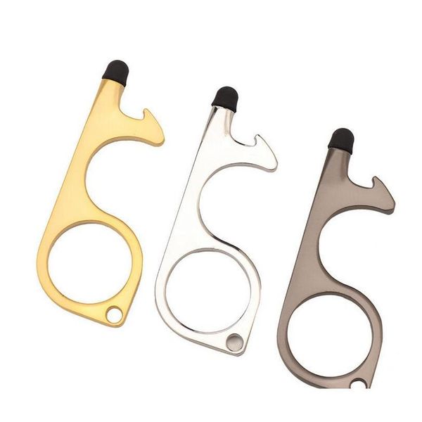 

multifuntion anti contact door opener no touch key door opener key chain non contact door handle elevator artifact keychain bottle