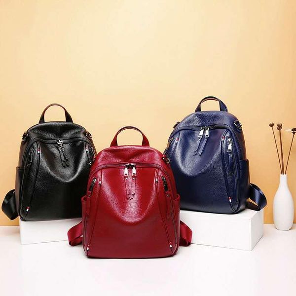

hbp red wine backpack british style ladies multifunctional messenger bag shoulder bag leisure travel wild leather backpack soft leather 0977