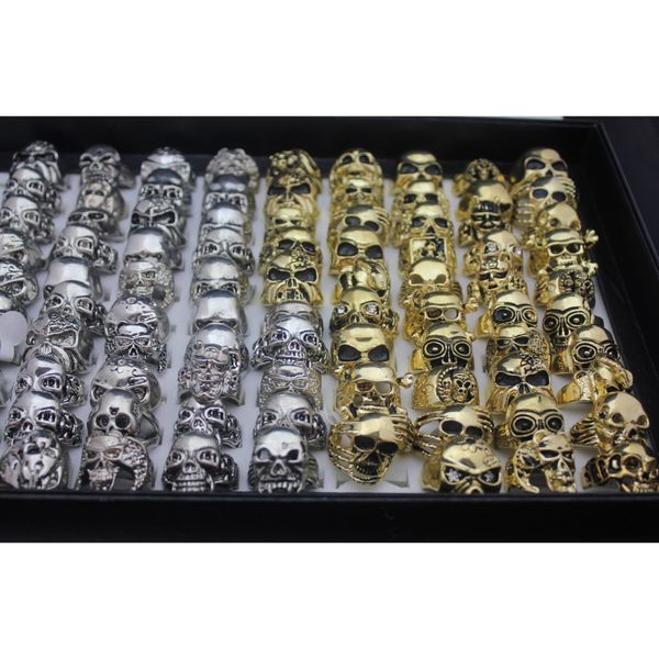 

wholesale skull skeleton gothic alloy rings wholesale new gold and sliver punk styl jllajj bdecoat, Golden;silver