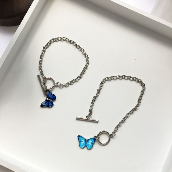 

8q3et the temperament of a style and feeling ins japanese girl korean fashion chain young personalized bracelet beautiful butterfly bracelet, Golden;silver