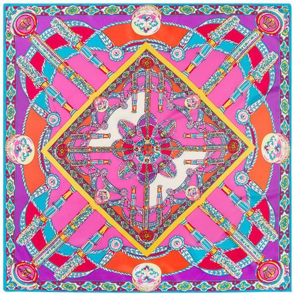 

100х100см 100% silk квадратного шарф женщина шарфы испания корона печать бандан женского дизайнер шаль и wrap мусульманской lady foulard sqc, Black