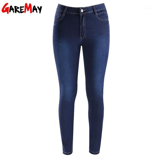 

women's jeans woman 2021 high waist mom femme large size for women stretch pantalones mujer taille haute pants garemay 17011, Blue
