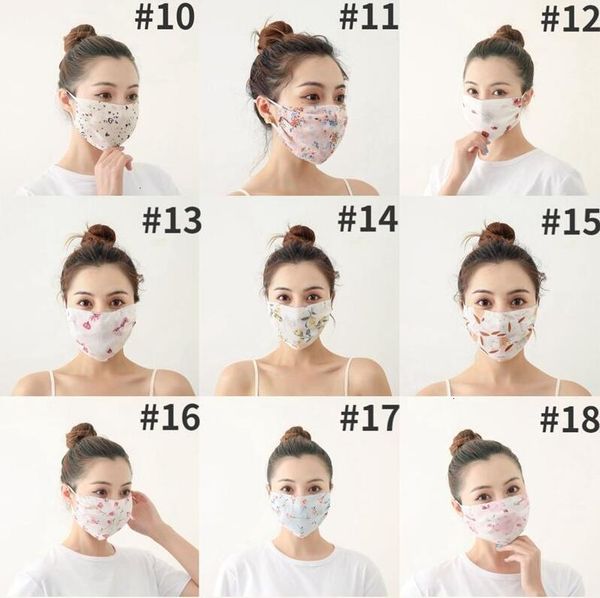 

floral masks flowers printed chiffon designer mouth respirator women summer sport double washed meshed face mask dustproof lsk24
