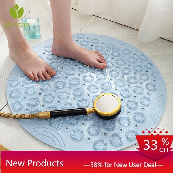 

round non-slip bath mat bathroom suction cup massage pad thickened collapsible elastic drainage hole shower mat toilet carpet1
