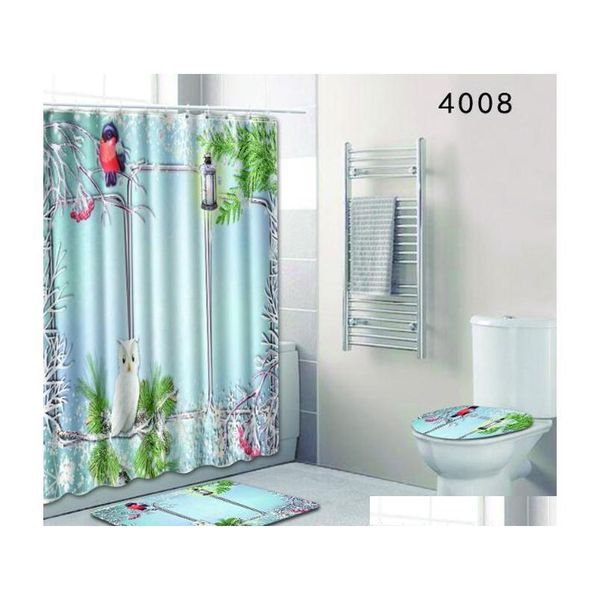 

christmas shower curtain set with mat seat cover polyester waterproof bath curtain no qylsxi garden2010