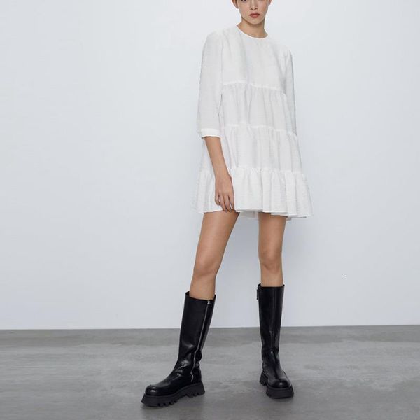 

women causal o neck cotton white dress a line patchwork pleated preppy style vacation beach above knee dress xb606, Black;gray