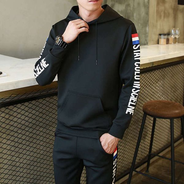 

style casual two piece sportswear suit new men's coat spring sweater, Gray