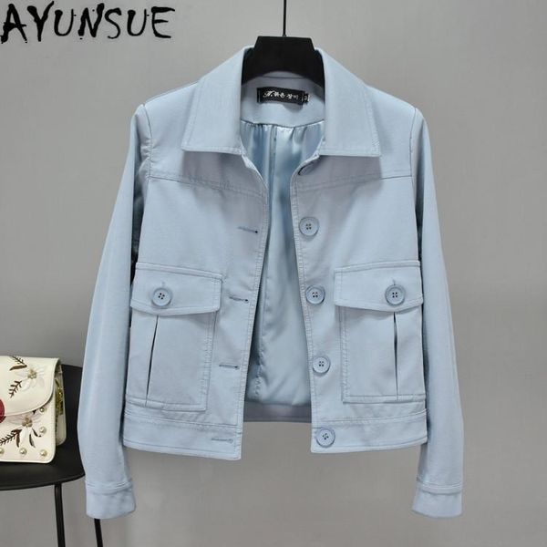 

ayunsue women's leather jacket black faux leather fashion pu jacket short 2020 spring autumn abrigo mujer pph451