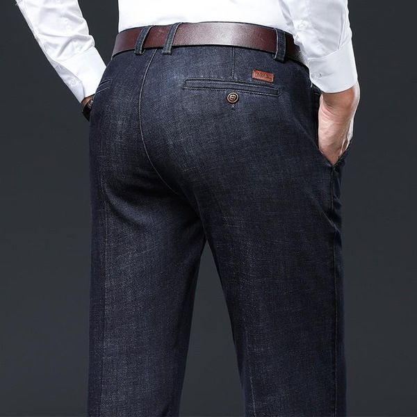 

2021 new men's autumn and winter jeans fashion embroidered stretch straight loose jeans men brand clot size 42, Blue