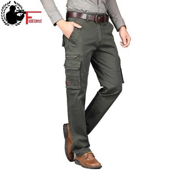 

cargo pants military style autumn spring army cotton men's many pockets tactical straight fit work trousers male combat joggers 201126, Black