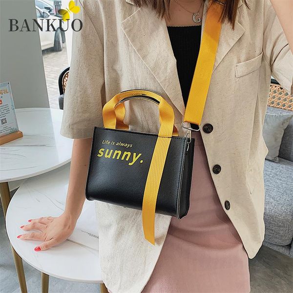 

bankuo fashion crossbody bags women pu shoulder messenger bag zipper yellow cute style girls bag phone purse girly c28