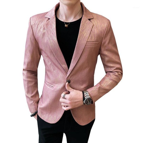 

spring men casual blazer autumn slim suit jacket party prom stage costume ball nightclub singer host dancer pink light blue gold1, White;black