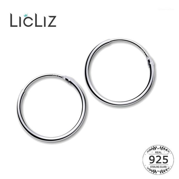 

hoop & huggie licliz 2021 925 sterling silver simple earrings for women round circle white gold jewelry loop joyas de plata le04721, Golden;silver