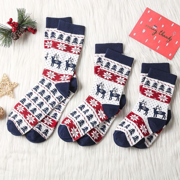 3 Boyutu Aile Noel Çorap Yetişkin Çocuklar Noel Çorap Kırmızı Çek Beyaz Ren Geyiği Kar Tanesi XMS Stilleri Adam Kadınlar Bebek Çorap