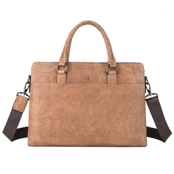 

briefcases fashion genuine leather men briefcase male lapbusiness handbag cow messenger bag pc work tote1