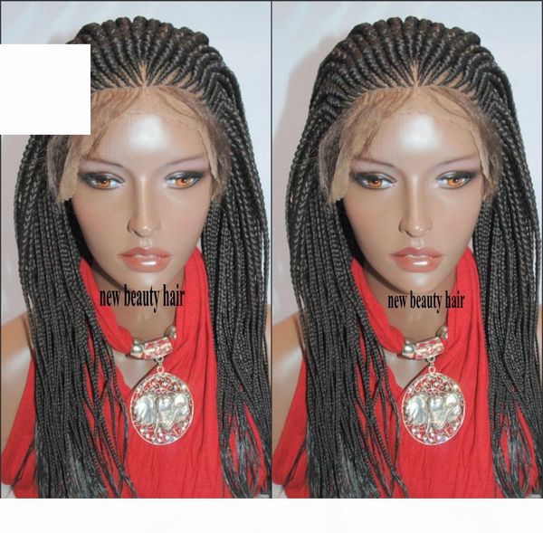 

200density full micro braid lace wigs handtied braided lace front wig black brown burgundy red box braids wig for black women