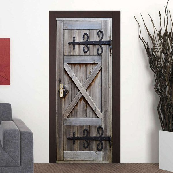 

european wood texture paste bedroom bathroom door self adhive removable pvc home decoration