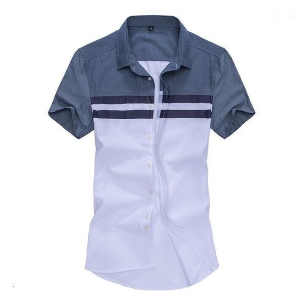 

quality summer business shirts casual striped print button club dress men shirt vintage mens short sleeve slim fit camisa1, White;black