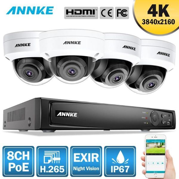 

wireless camera kits annke 8ch 4k ultra hd poe network video security system 8mp h.265+ nvr with 4pcs weatherproof ip cctv kit1