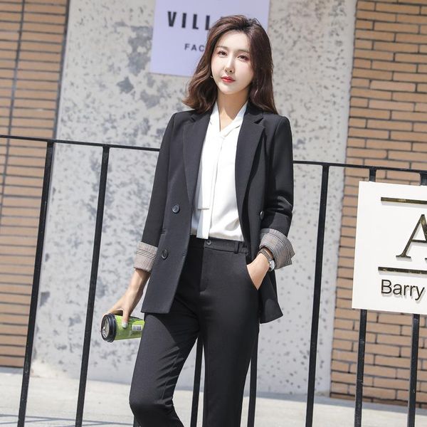 

new 2020 spring and autumn loose casual suit black blazer, White;black