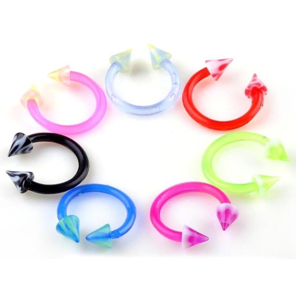 

50pcs plastic cone circular barbell nostril nose ring piercing horseshoe rings nose lip eyebrow ear piercings body jewelry q jllnmr, Silver