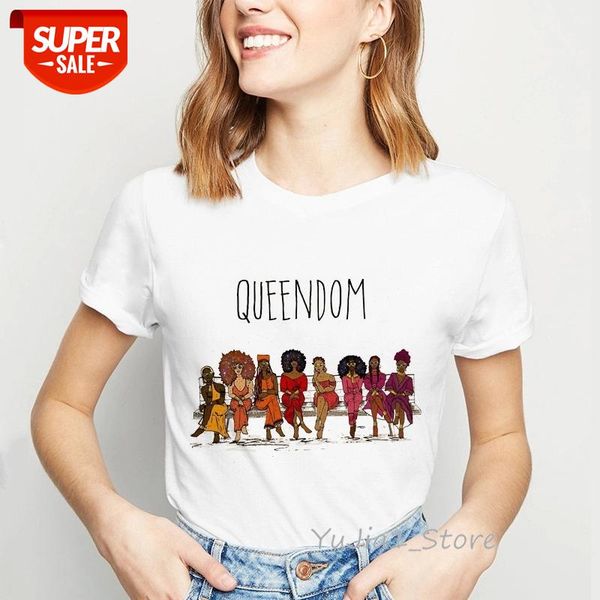 

melanin poppin shirt women black girls printed vogue funny t shirts lettter queendom t shirt femme feminist tshirt summer #ot70, White