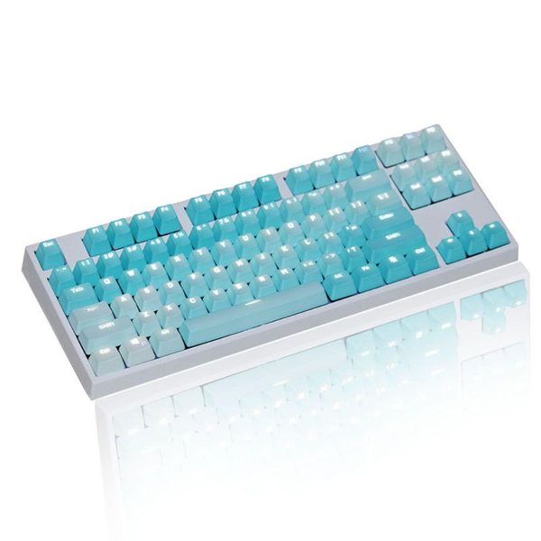 

1 set replaceable pbt keycaps 87 104 108 transparent lettering keys double shot