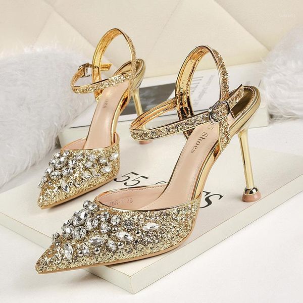 

wedding shoes bride glitter heels slingback crystal shoes rhinestone heels elegant for woman ladies high buty1, Black