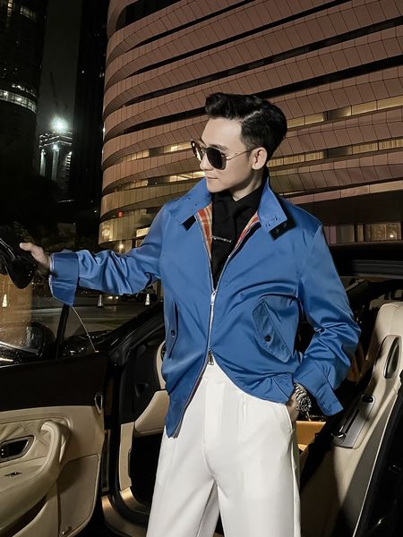 

daio ethan korean men's autumn lapel solid coat waist stand collar casual jacket fashion