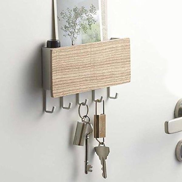 

wooden storage hook decorative hook storage rack home wall key wooden hanger multi-purpose wall shelf sundries box