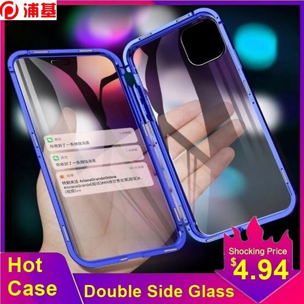 

magnetic case for iphone xs 11 pro max x 7 8 6 6s plus se coque metal phone cover tempered glass 360 protective cases