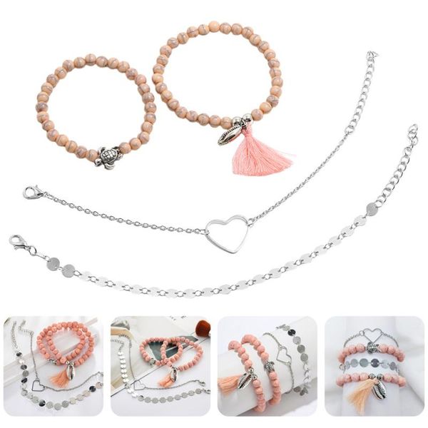 

charm bracelets 1 set/4pcs chic stylish beautiful jewelry accessories bangle for girl, Golden;silver