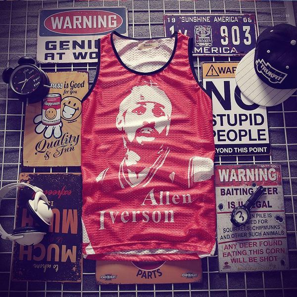 

hip-hop iverson printing tank men' 2018 summer 3d mesh vest fit slim sleeveless tee shirts ventilate bodybuilding clothing1, White;black