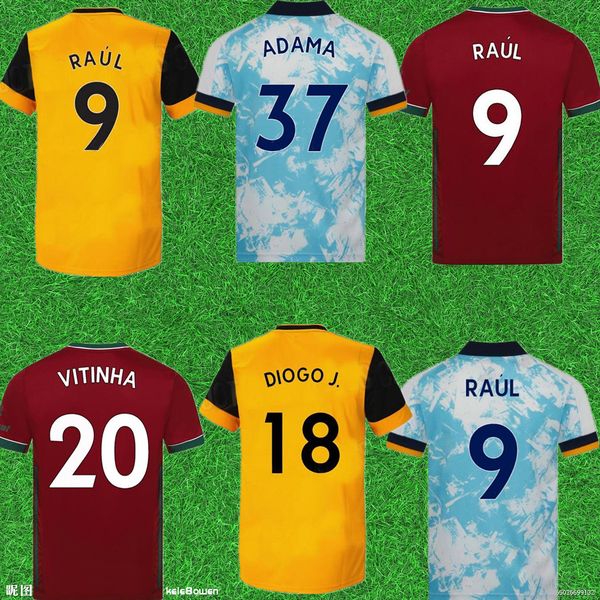 

wolves soccer jersey kids kit home yellow j.moutinho raul neves podence football shirts dendoncker adama wolves football uniform 20/21, Black;yellow