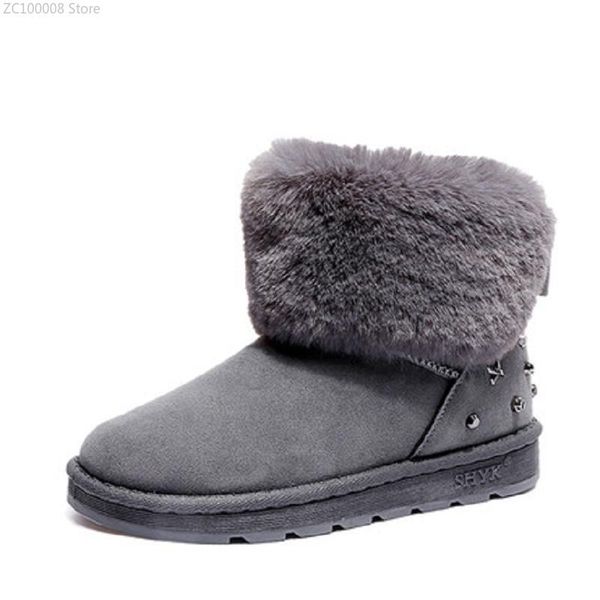 

2020 fashion new thick snow boots winter short tube student boots plus velvet snow cotton shoes flat bread women's, Black
