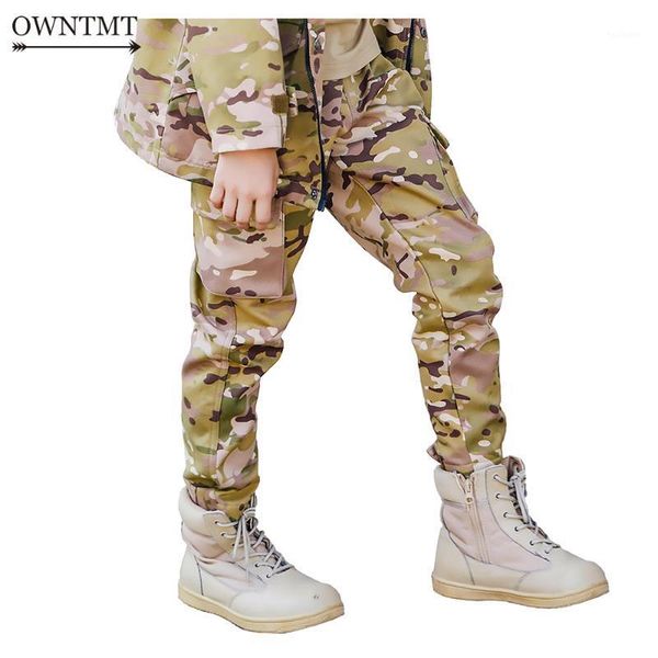 

boys pants girls boys winter fleece camouflage pants teenagers thicken warm full length children casual trousers1, Black